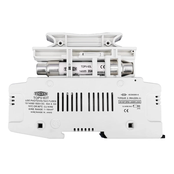 TOMZN 1P Solar PV 1500V Fuse Holder, with 1pc 10x85 or 14x85 PV Fuse for Solar System Protection. Base Photovoltaic Protector.