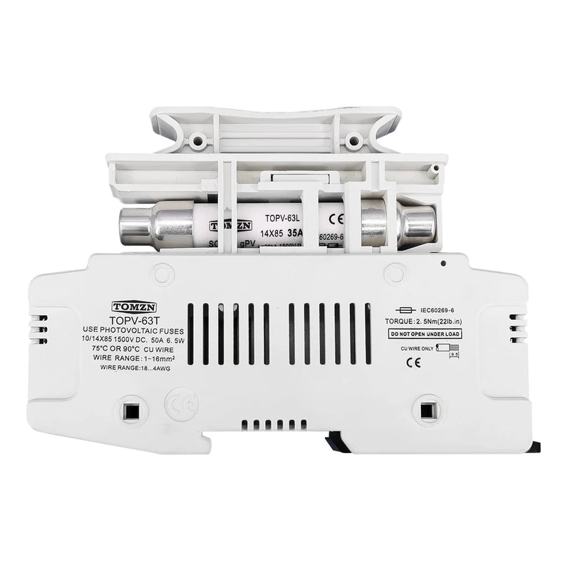 TOMZN 1P Solar PV 1500V Fuse Holder, with 1pc 10x85 or 14x85 PV Fuse for Solar System Protection. Base Photovoltaic Protector.