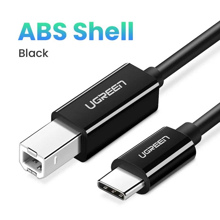 Ugreen USB C to USB Type B 2.0 Cable for New MacBook Pro HP Canon Brother Epson Dell Samsung Printer Type C Printer Scanner Cord ABS Black CHINA