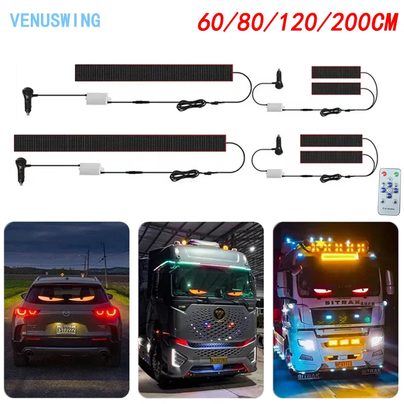 ភ្លើង LED Devil Eye វែងបន្ថែម 200cm ភ្លើងកញ្ចក់រថយន្តដែលអាចបត់បែនបាន 16 របៀប ភ្លើងតុបតែងរថយន្ត RGB សម្រាប់រថយន្ត SUV RV