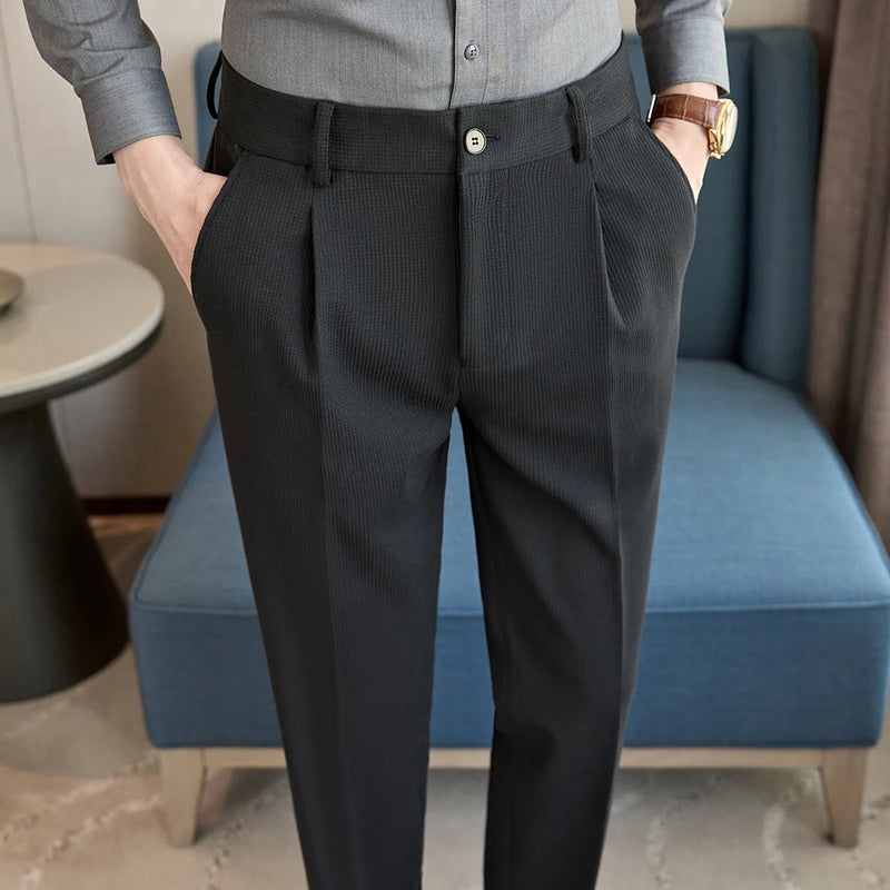 2026 Men's Black Herringbone Pants, Winter Fashion Slim Trousers, Gray, Brown, Coffee, Apricot, Green To Choose From,Asian Size