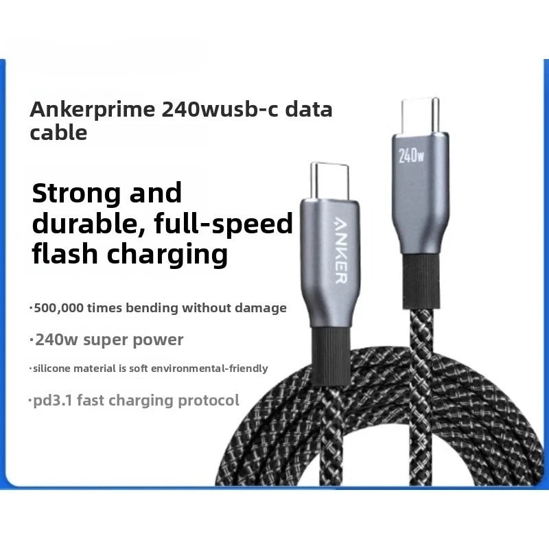 ខ្សែ Anker Prime USB C ទៅ USB C, ខ្សែ USB C សាកលឿន 240W ប្រវែង 6 ហ្វីត ធ្វើពីនីឡុងកែច្នៃ មានភាពធន់ពត់បាន 100 ឆ្នាំ