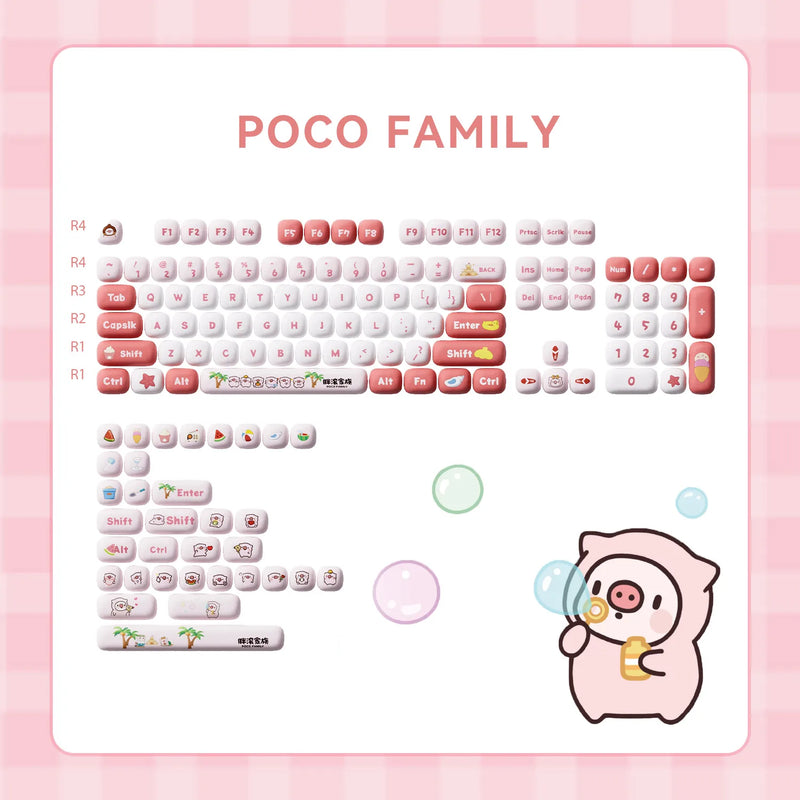 Akko 136 Keys Keycap Set Cute Animal Theme Keycaps PBT Dye-sublimation MOG Profile Keycaps Kawaii for Custom Mechanical Keyboard