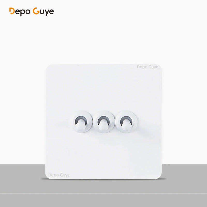 86 Type Retro Wall Momentary Reset Switch Brass Lever 1-4 Gang Bronzed Antique Switches Stainless Steel Panel For Home