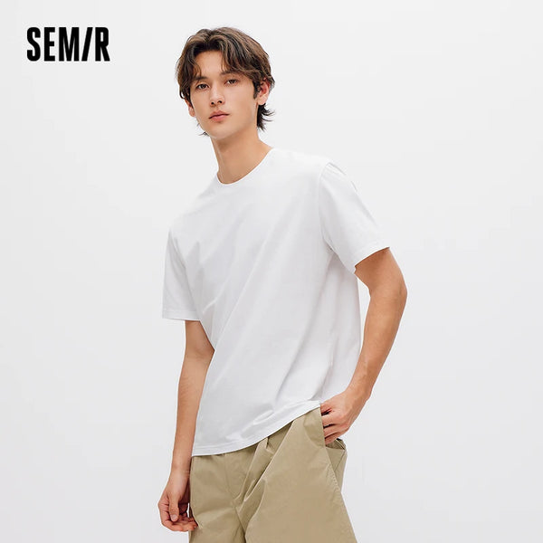 អាវយឺតបុរស Semir ពណ៌រឹង កមូល ប៉ាក់ស្រួល ងាយស្រួលប្រើ អាវធម្មតា រដូវក្តៅ 2026 សម្លៀកបំពាក់ប្រចាំថ្ងៃសាមញ្ញ