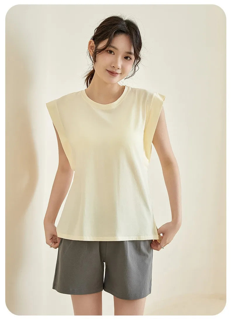 Cotton Nightie with Bra Summer Clothes 2 Piece Set Women's Pajamas Home Wear Women Nightwear Thin Sleeveless Sleepwear Pyjama