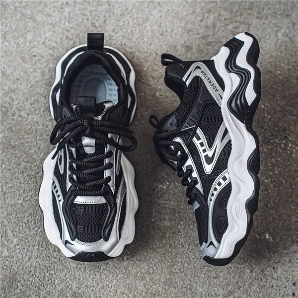 Chunky sneakers four seasons breathable lightweight racing running soft sole comfort non slip fashion student speed sports shoes