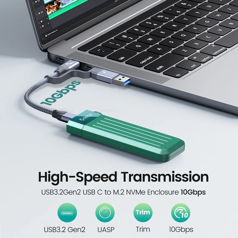 ORICO M2 SSD Case NVMe USB Type C Gen2 10Gbps PCIe SSD Enclosure M.2 NVMe Enclosure M.2 SATA NGFF 6Gbps Solid State Drive Case