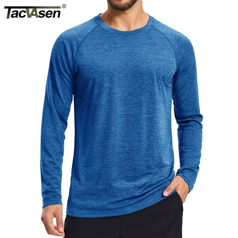 TACVASEN Men's UPF 50+ Sun Protection Long Sleeve T-Shirt Quick Dry Breathable Athletic Tee Running Fishing Hiking Workout
