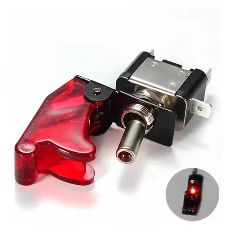 Auto Car Boat Truck Illuminated Led Toggle Switch With Safety Aircraft Flip Up Cover Guard 12V20A transparent
