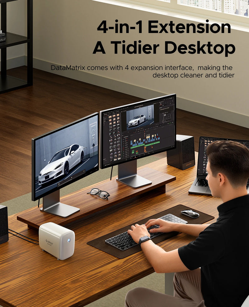 ORICO DataMatrix Editing Hybrid Converged Storage WD Red HDD,NVMe SSD,RGB Aura ,10Gbps USB & RJ45,Seamless Workflow for Creators