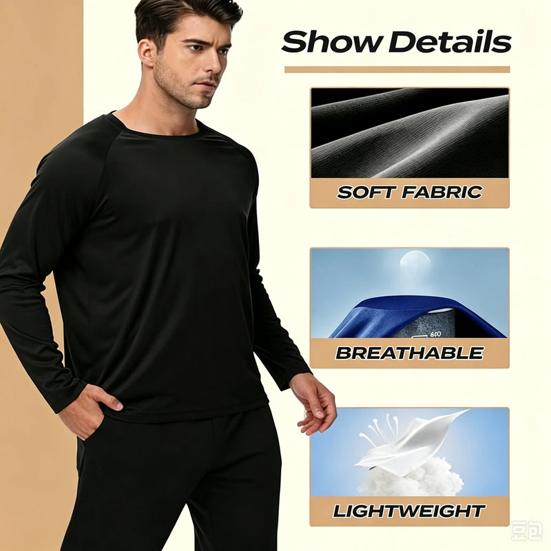 Men's UPF 50+ UV Protection Rash Guard Long Sleeve Shirt, Quick Dry Lightweight for Fishing Running Outdoor Sports