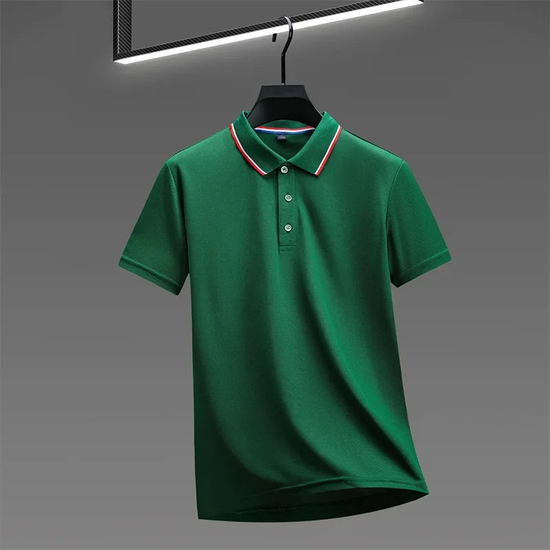 Men's Casual Solid Color Short Sleeve Polo Shirt Summer 2025 Fashionable Comfortable Versatile Top for Men