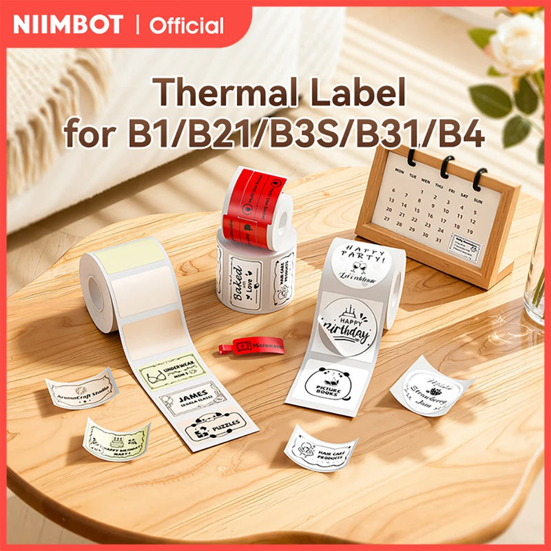 3 Rolls NIIMBOT B21 B3S B1 B31 Thermal Label Clothing Price Food Self-adhesive Tag Waterproof Smart Office Pocket Printer Label