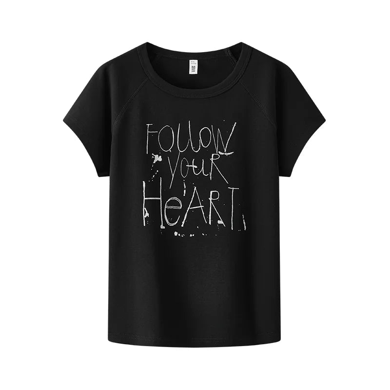 Semir Womens Tshirt 2026 Raglan Sleeve Slim Ink Letter Printed Street Style Slim Fit