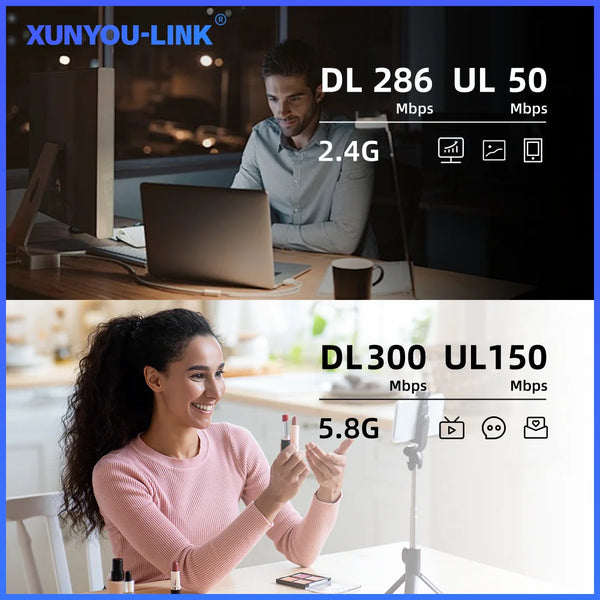 XUNYOU-LINK Cat 6 LTE Mobile WiFi Router 4G+ WIFI 6 ចំណុចក្តៅចល័ត ជាមួយថ្ម 3000mAh ម៉ូដឹមអ៊ីនធឺណិតល្បឿនលឿនសម្រាប់ហោប៉ៅ