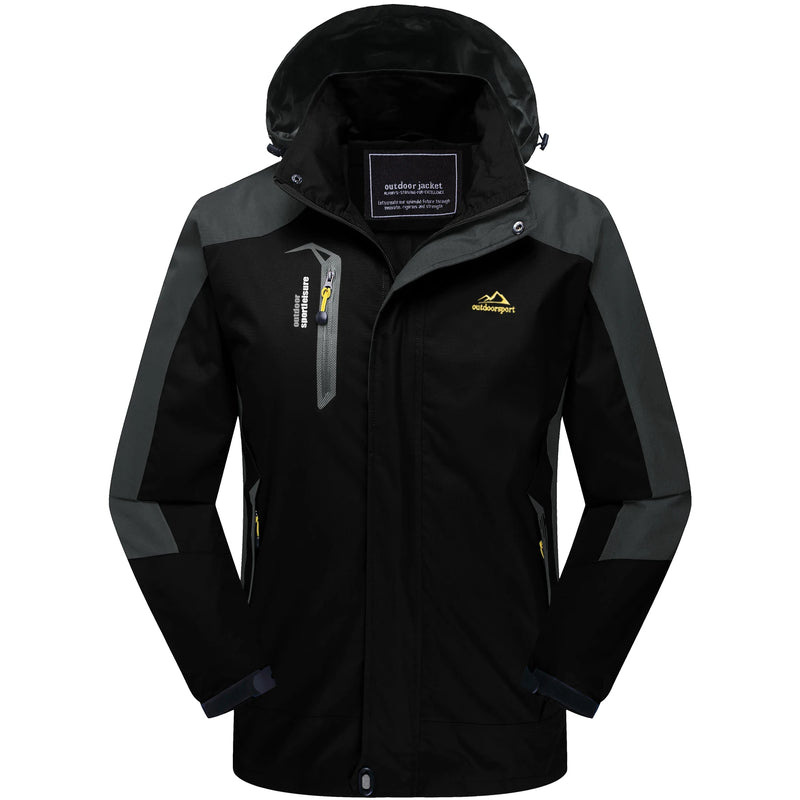 TACVASEN Outdoor Hiking Jacket Windbreaker Men's Hooded Trekking Coat Waterproof Mountain Work Outer Shell  Outwear with Pocket