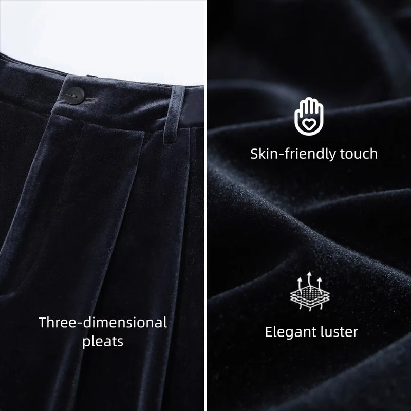 Amii Wide Leg Women's Pants 2026 Autumn New Velvet Casual Flowy Pants Loose Fit Soft Elegant Daily Trousers For Woman 12623112