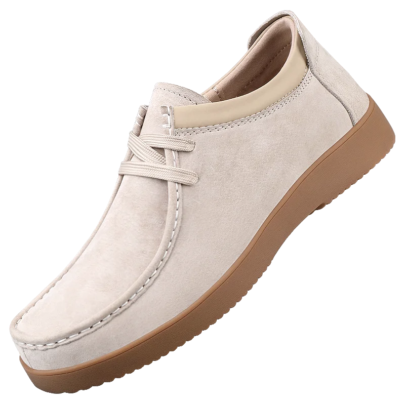 Men's Suede Moccasins Casual Lace Up Walking Shoes Non Slip Rubber Sole Lightweight Comfort Daily Driving Shoes