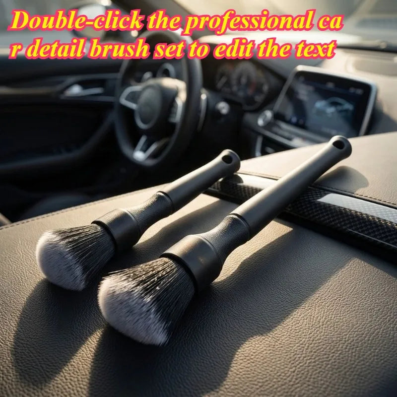 1set Car Detailing Brush Set, Soft Synthetic Bristles, Scratch‑Free Brushes, for Dashboard,Motorcycle, Ergonomic Handles.