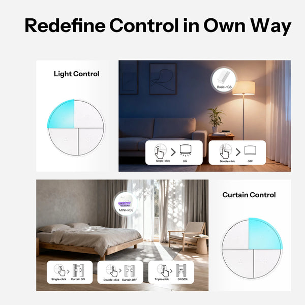SONOFF Orb 4-In-1 Zigbee Smart Scene Button Split Magnetic Design ពិធីការពីរ Zigbee & eWeLink-Remote Dual Protocol Multiple Trigger Actions