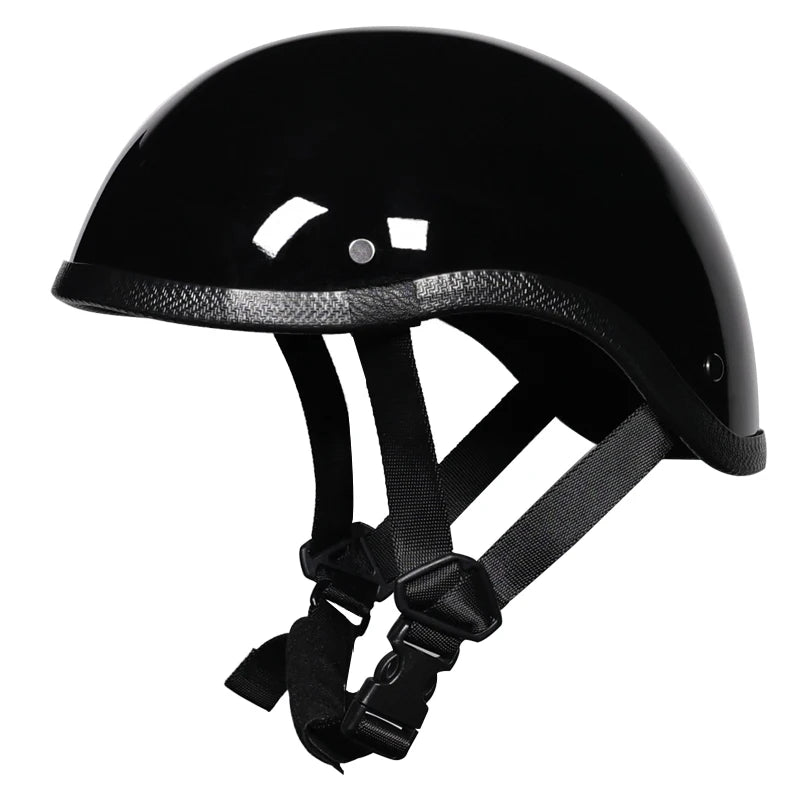 Vintage Motorcycle Cruiser Helmet Half Face German Helmet Motorcycle Helmet Bright Black Car-styling Safety Equipment