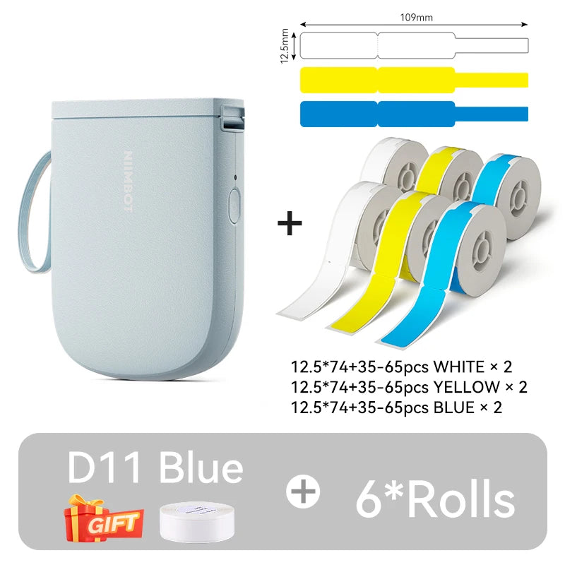 NiiMbot D11 Bluetooth Thermal Label Printer Portable Wireless Label Maker Machine Multiple Templates Available for Office Home