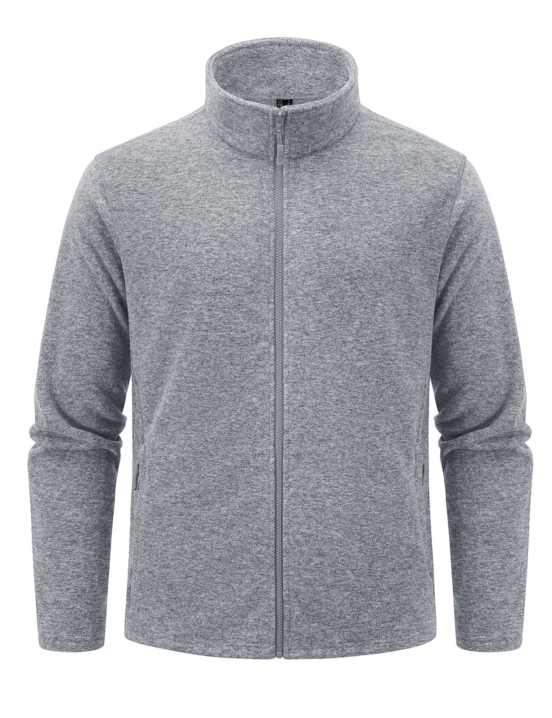 TACVASEN Lightweight Fleece Stand Collar Jackets Mens Spring Casual Full Zip Jacket Outdoor Sportswear With Pockets Outwear Tops