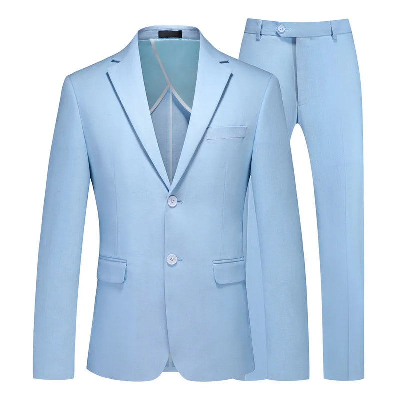 2026 Summer Green Men's Cotton-Linen Two-Piece Suit, Perfect for The Office, Parties, and Weddings. Available in Red,Yellow,Blue