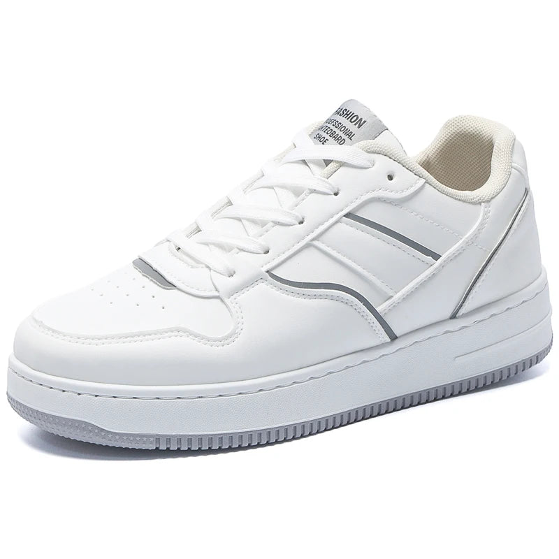 Men's casual shoes four seasons new breathable lightweight soft-sole outdoor flat walking shoes fashion student white board shoe