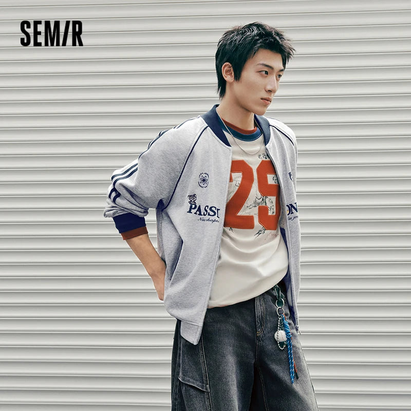 Semir Unisex Jacket Baseball Sport Retro 2026 Autumn Trendy Couple Style Casual Cardigan Outerwear Daily Layer Wear