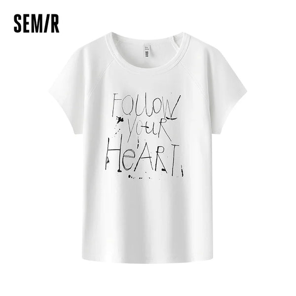 អាវយឺតស្ត្រី Semir ឆ្នាំ ២០២៦ ដៃអាវ Raglan ស្ដើងបោះពុម្ពអក្សរទឹកថ្នាំ រចនាប័ទ្មផ្លូវ ស្ដើងសម