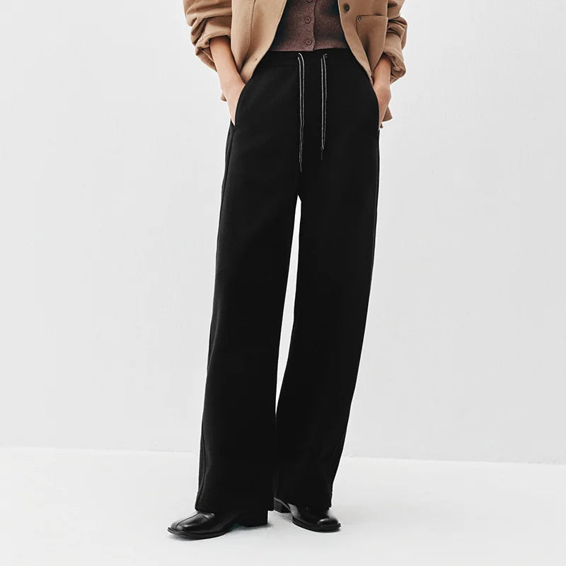 Semir Women Pants Fleece Lined Loose Fit Barrel Leg Solid Color 2026 Winter Everyday Style Full Length Urban Casual Style