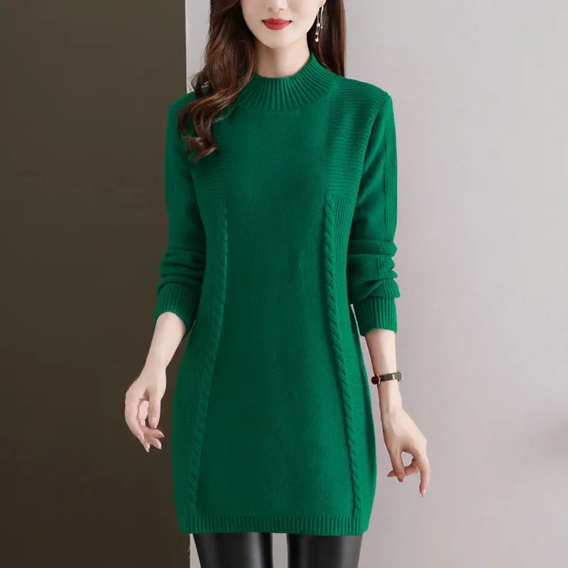 Winter Clothes Woman Half Turtleneck Warm Pullover Tops Female Knitting Spring Autumn Women's Sweaters Woolen Short Mini Dress