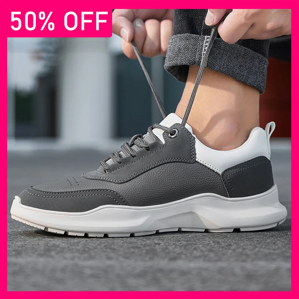 Men Sneakers High-quality Leather Comfort Wear-resistant Daily Commuting Leisure Shoes New Flat Bottom Anti Slip Fitness Shoes