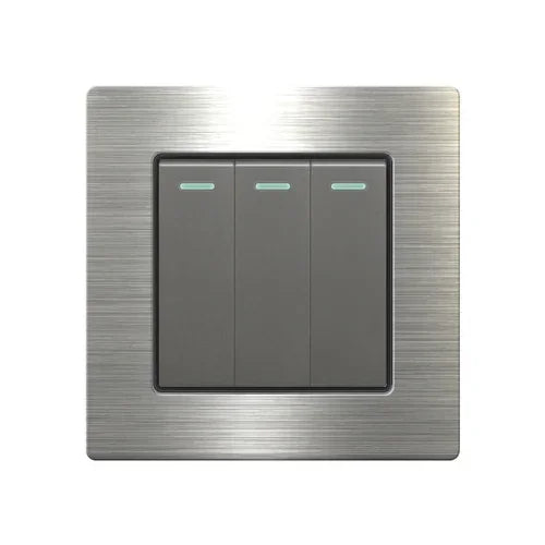 Metal grey Eu wall light switch,Stainless steel universal usb rechargeable electrical socket,220V dimmer speed control switch