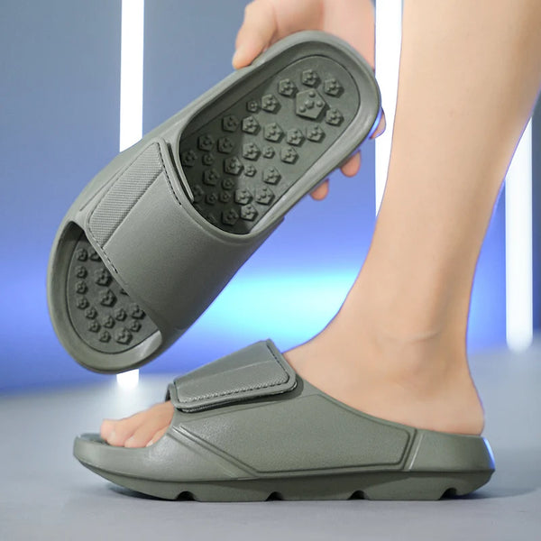 Mens Foot Massage Slippers Comfort Footbed Slide Slipper Hook & Loop Open Shoes Slides Indoor Outdoor Beach Sandals High Quality