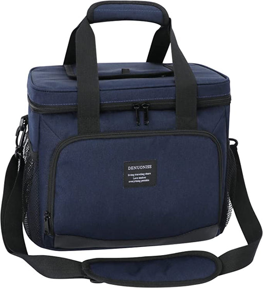 DENUONISS 12L/16L Insulated Thermal Cooler Lunch Box Bag For Work Picnic Bag Car Bolsa Refrigerator Portable Shoulder Bag Blue