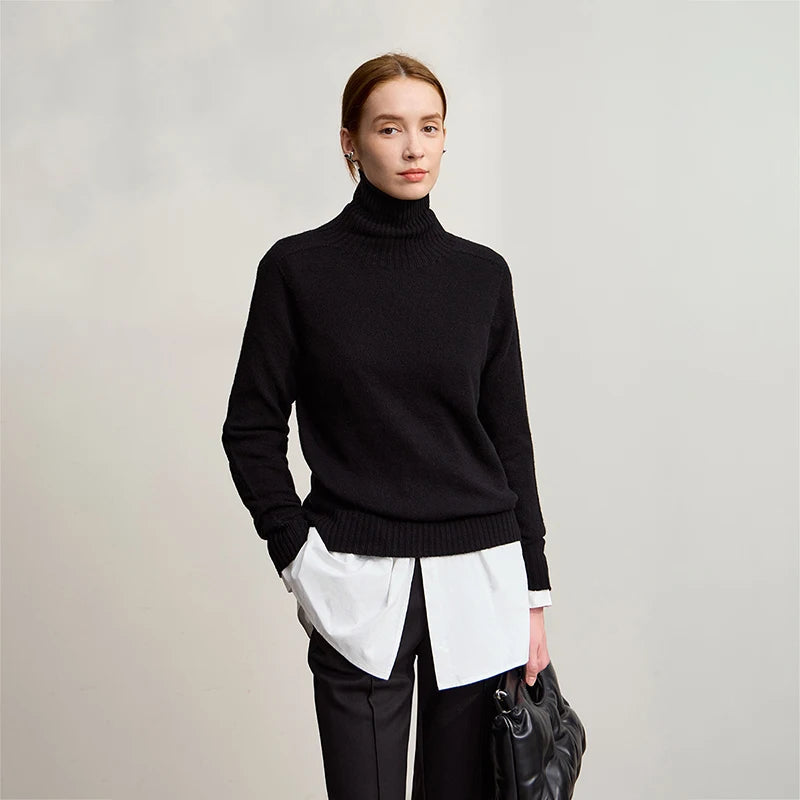 អាវយឺត Amii Minimalism Pullover Knitwear ឆ្នាំ ២០២៥ រដូវរងាថ្មី អាវយឺតក Turtleneck រោមចៀមសម្រាប់នារី ងាយស្រួលប្រើ អាវត្រង់ក្តៅ សម្រាប់ធ្វើដំណើរ 12514016
