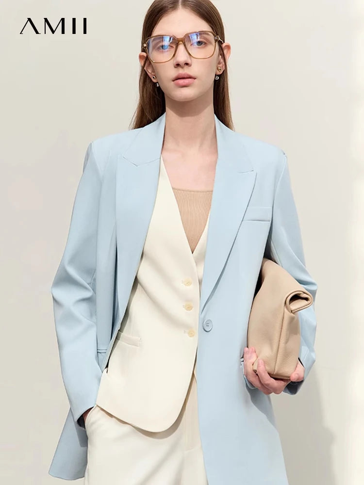 អាវធំ AMII Minimalism សម្រាប់ស្ត្រីកូរ៉េឆ្នាំ ២០២៦ ថ្មីរលុងសម្រាប់ស្ត្រីការិយាល័យអាវធំម៉ូដពណ៌ខ្មៅរឹងមាំសម្រាប់ស្ត្រី 12321065
