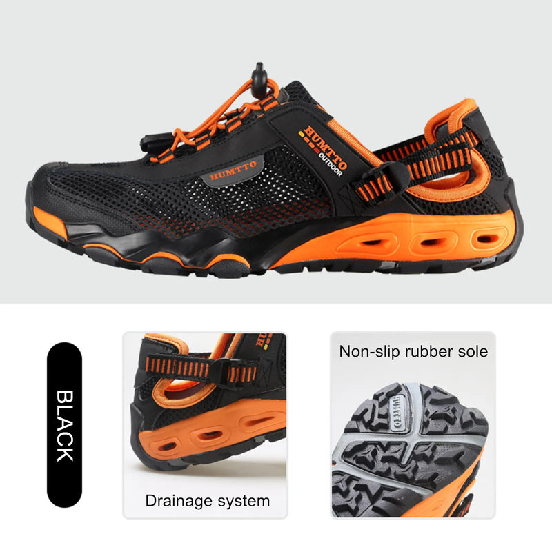 HUMTTO Mens Upstream Shoes Outdoor Trekking Wading Aqua Shoes Breathable Mesh Quick drying Waterproof Sneakers Big Size Hiking
