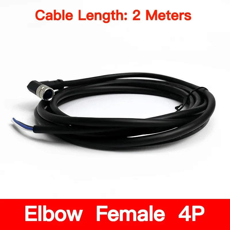 2Meters Waterproof M8 Sensor Connector, Male & Female 3/4/5/6/8 Pin, Integrated Injection Molding Industrial Cable Plug