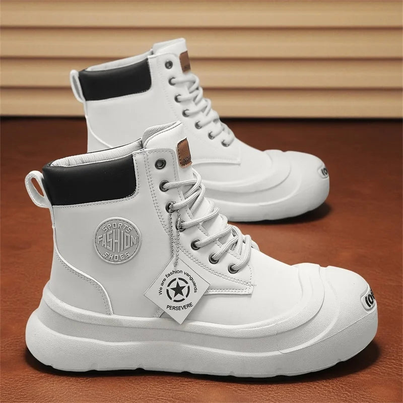 Men's Boots Four Seasons New Casual High-Top Boots Soft Sole Anti-Slip Comfort Outdoor Boots Fashion Joker Youth Tide Work Boots