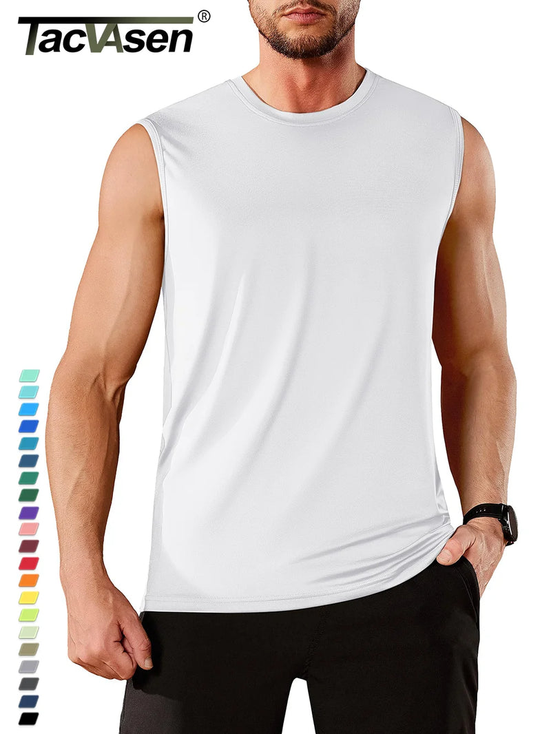 TACVASEN UPF 50+ TANK TOPS Quick Dry Sleeveless T-shirts Mens Summer Gym Fitness Running Tee Shirts Trainning tshirts Swimming