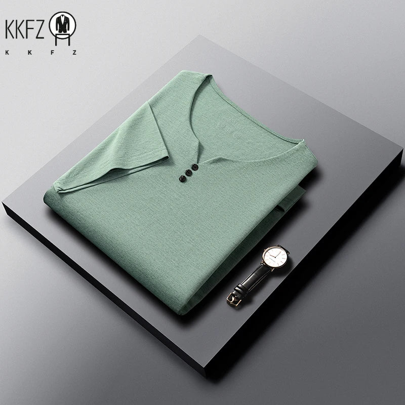Men Henley Neck T Shirt With Classic Placket Short Sleeve Ideal For Everyday Office Work And Casual Wear Activities