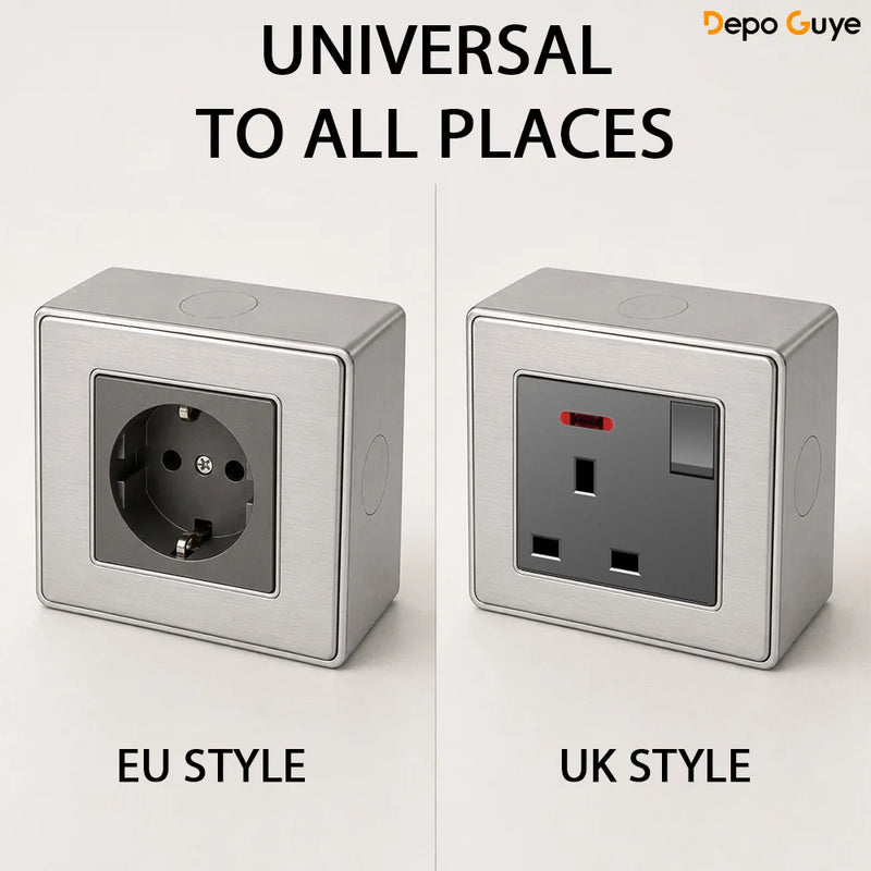86 Type Stainless Steel Surface Mount Box Metal Wall Switch Socket Junction Back Box Universal Electrical Wiring Box20/25mm Hole