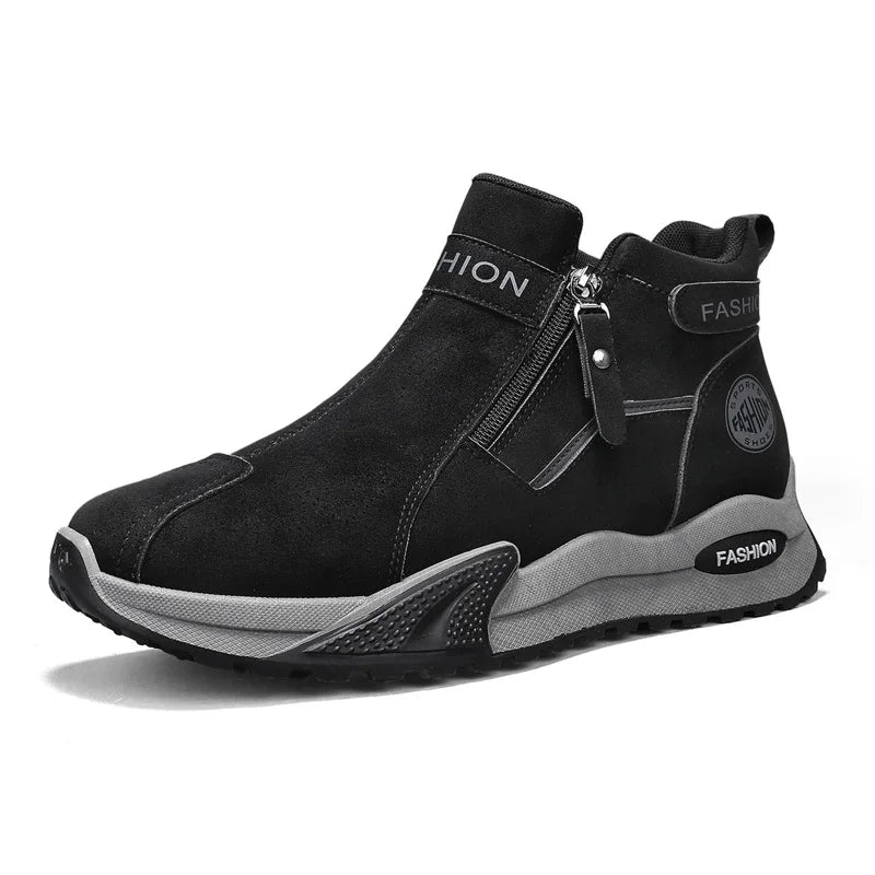 Men's boots winter new warm plush casual snow boots fashion youth Joker outdoor sports cotton shoes anti-slip high-top work shoe