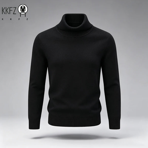 New Arrival Mens Turtleneck Knit Sweater Thick Soft Fine Knit Material Slim Cut Long Sleeve Autumn Winter Outer Tops