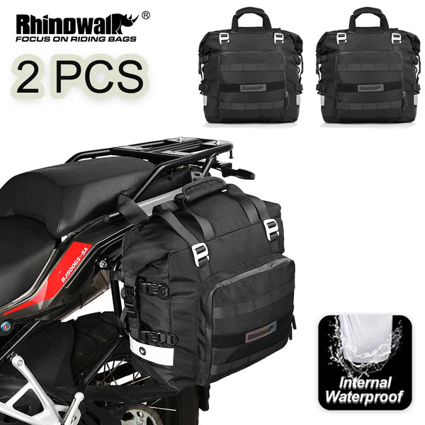 Rhinowalk កាបូបម៉ូតូ 2 ដុំ ចំហៀងពីរ ទម្ងន់ 20 លីត្រ កាបូបបញ្ចេញកែបម៉ូតូរហ័ស កាបូបការពារទឹកជ្រាប កាបូបធ្វើដំណើរ កាបូបកន្ទុយវ៉ាលី