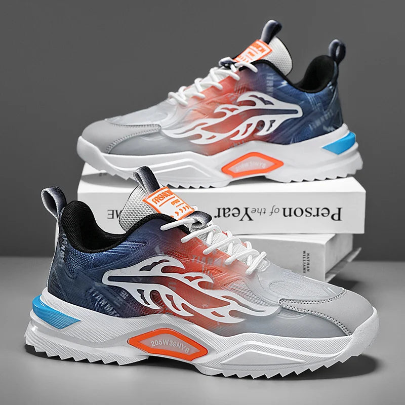 Mens Walking Shoes 2025 Summer New Breathable Mesh Sports Shoes Lightweight Flat Fashion Casual Lace-up Sneakers for Man